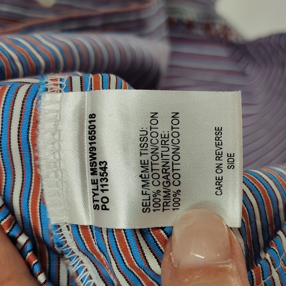 Cinch Button Up Size XXL Blue Orange Stripe Western Long Sleeve Top - Picture 6 of 8